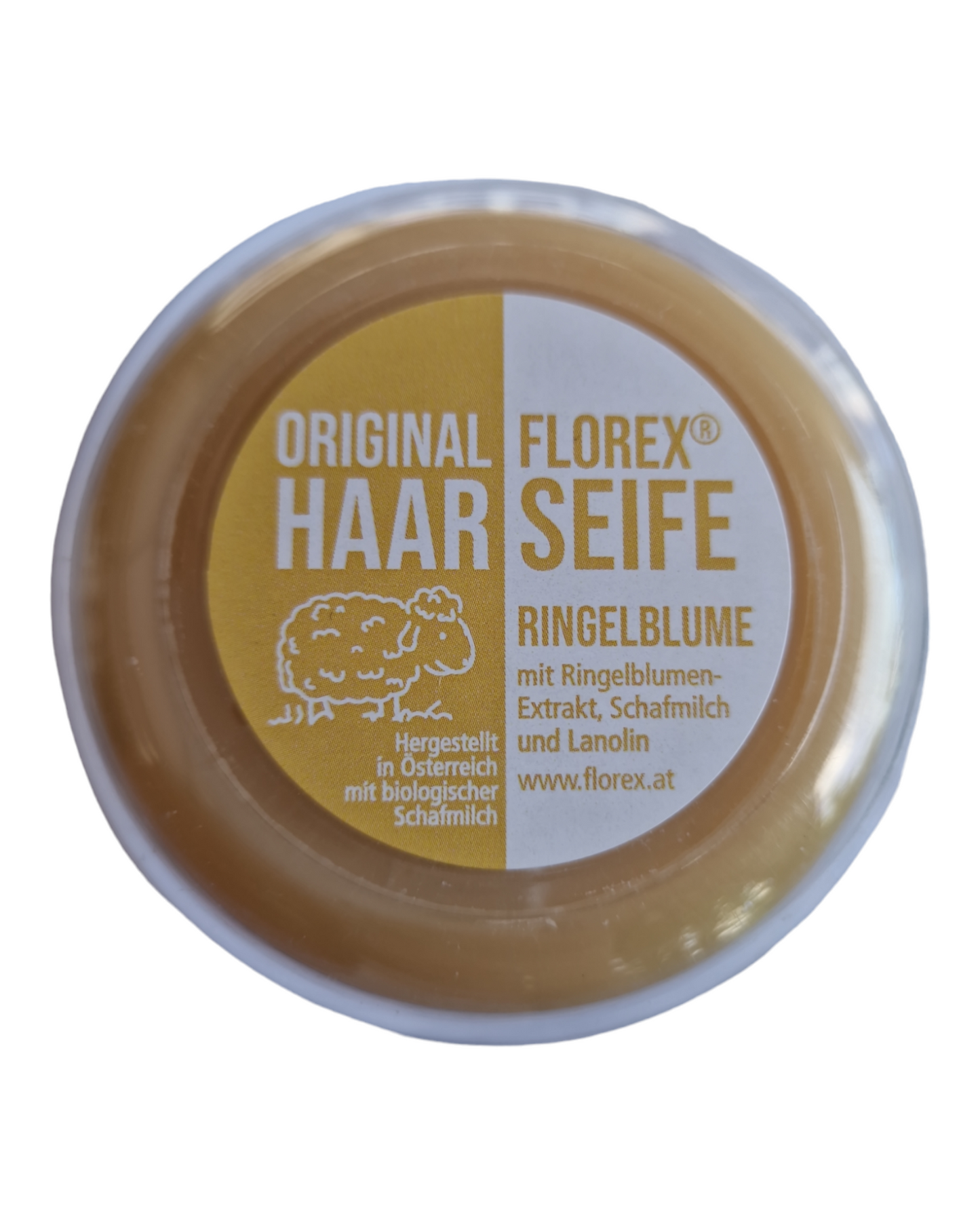 Haarseife mit Schafmilch rund 100g in Dose - Ringelblume
