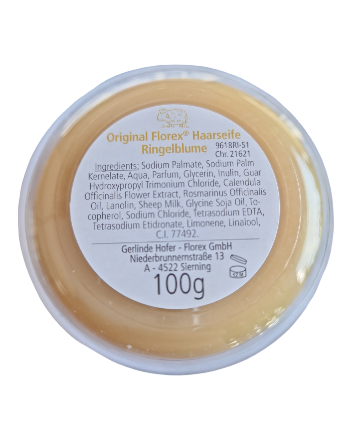 Haarseife mit Schafmilch rund 100g in Dose - Ringelblume