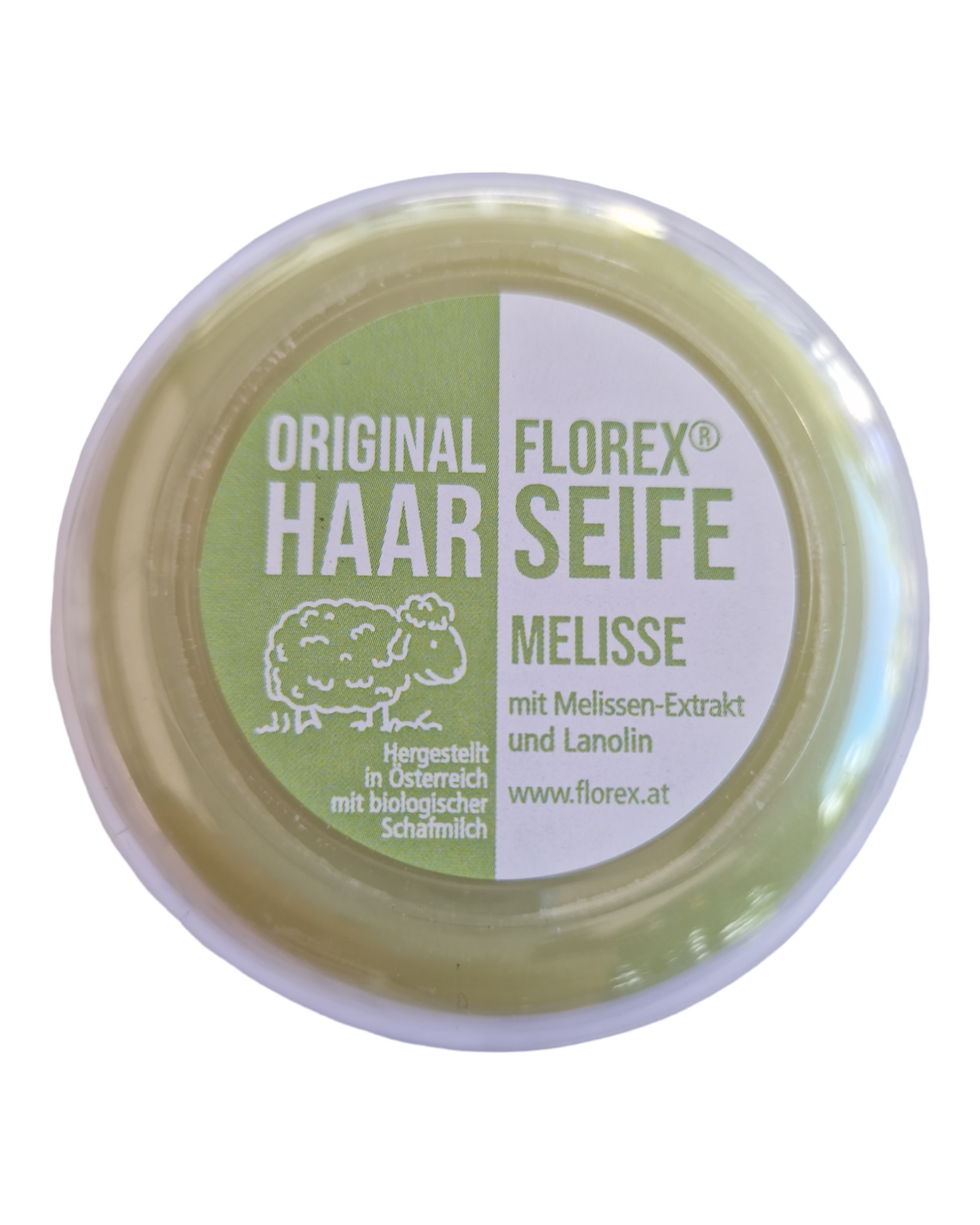 Haarseife mit Schafmilch rund 100g in Dose - Melisse