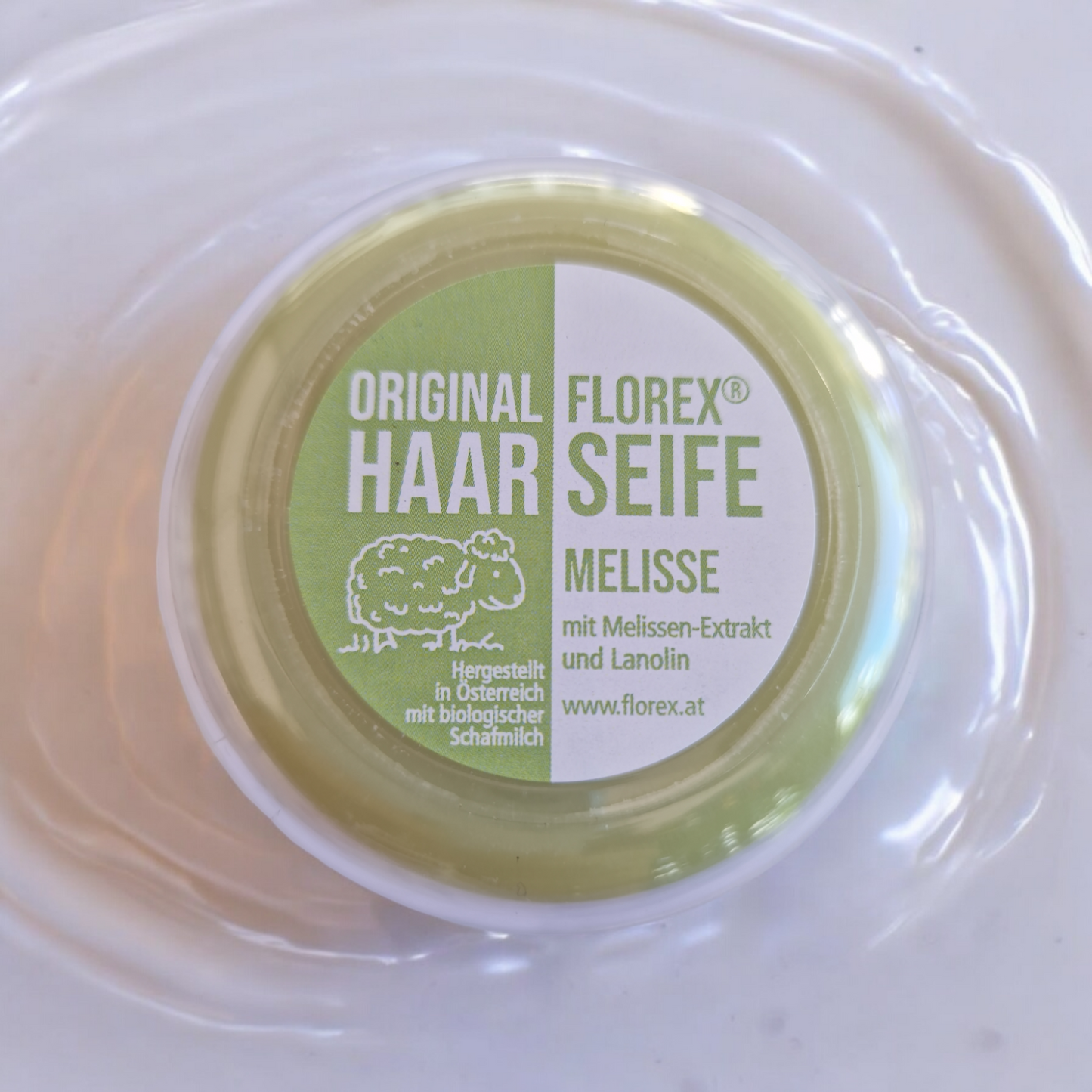 Haarseife mit Schafmilch rund 100g in Dose - Melisse