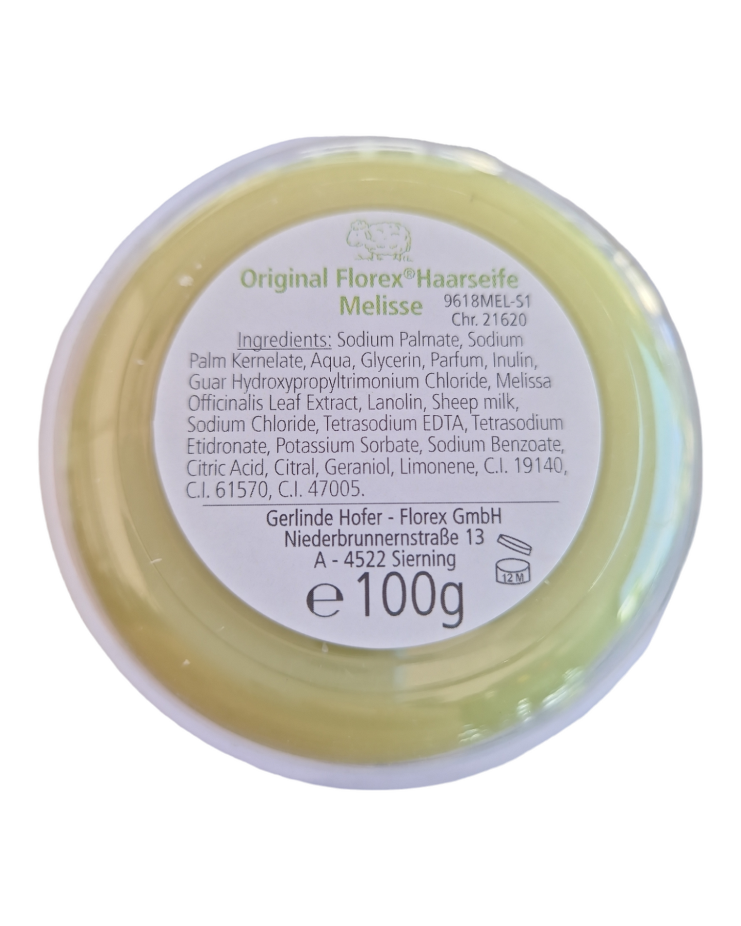 Haarseife mit Schafmilch rund 100g in Dose - Melisse